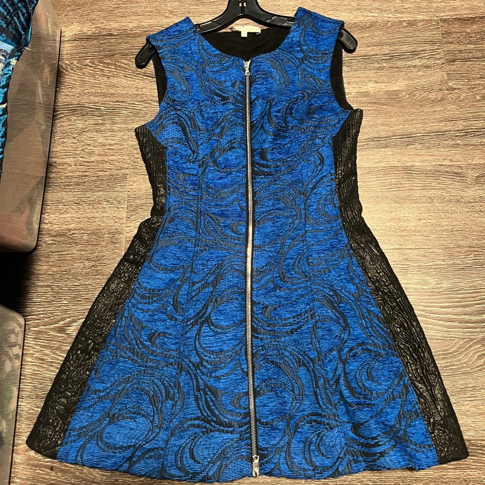 Alexis Blue and Black Fit and Flare Mini Dress
